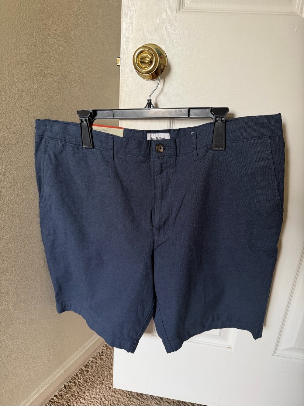 Goodfellow & Co Navy Flat-Front Cotton-Blend Shorts
